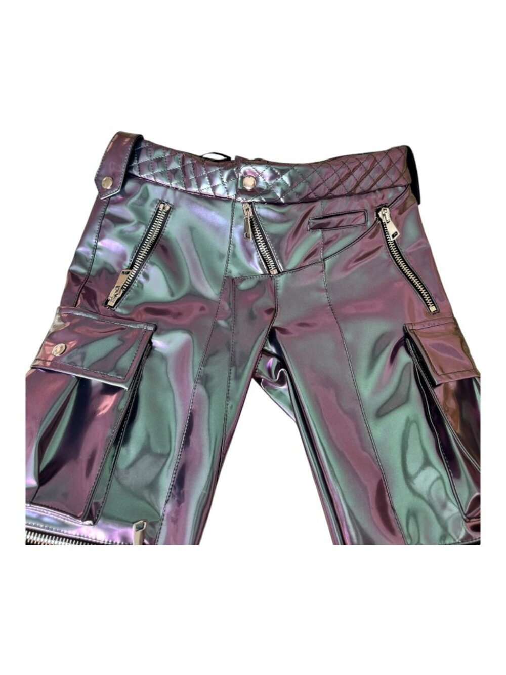 Laquan Smith Quilted Iridescent Vinyl Moto Pants - Size Xs - $2100 Retail. Nwt — image 7 of 8